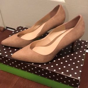 Kelly & Katie Suede Nude Heels 7